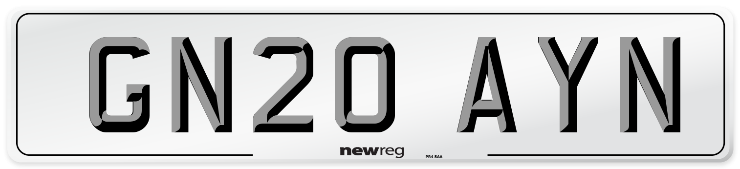 GN20 AYN Number Plate from New Reg
